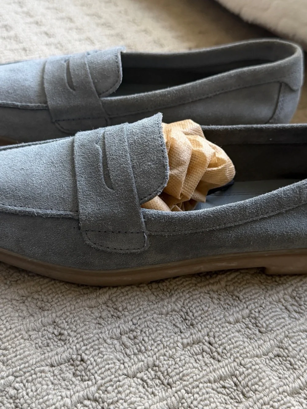 Zara Women's Suede Penny Loafers - Gray - Picture 4 of 4